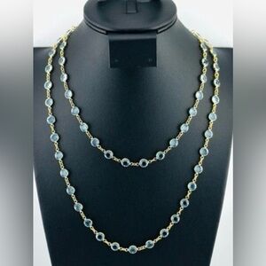 Touchstone Crystal by Swarovski Chanelle necklace gold plated aquamarine crystal